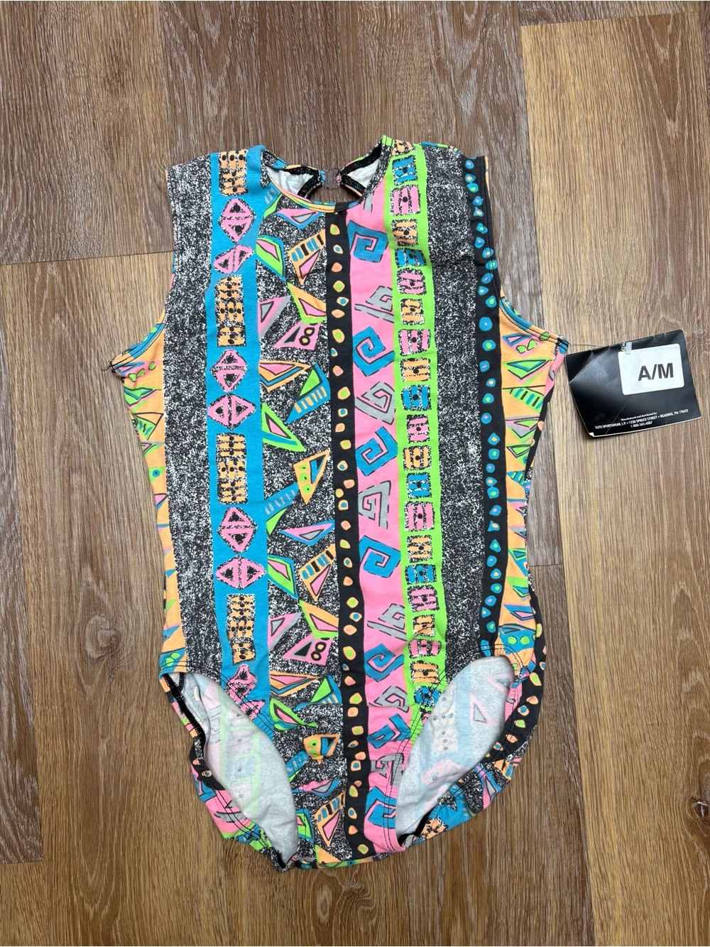GK Neon Geo Print Sleeveless Bodysuit - Pink, Teal, Yellow, Black